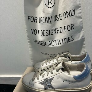 Golden Goose with sparkly silver star and baby blue back. Size 38 (7)